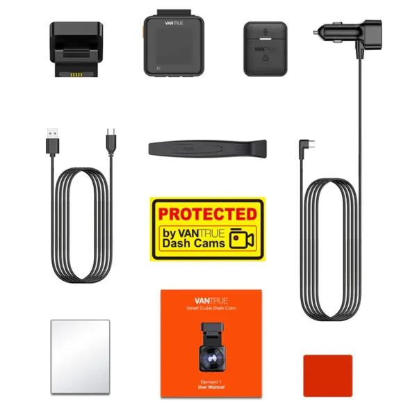 Camera auto de bord Vantrue E1, WiFi 2.7K 1440P HDR/60fps, telecomanda control vocal, Night Vision 160°, ecran 1.54", GPS, G-sensor si monitorizare parcare