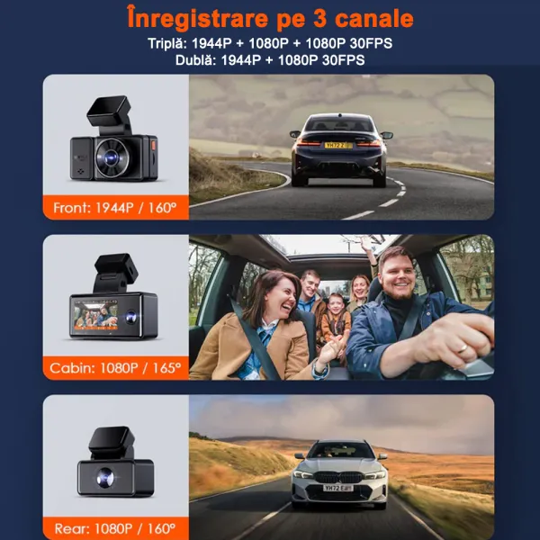 Camera auto tripla Vantrue E3