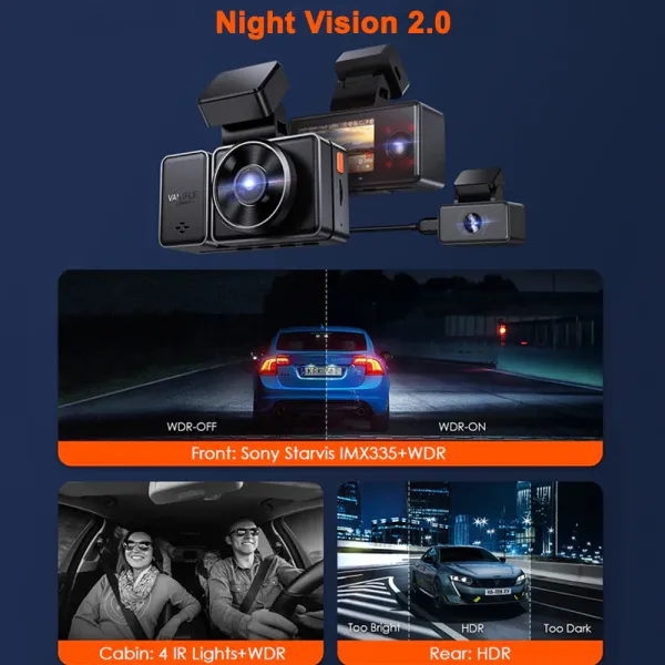 Camera auto tripla Vantrue E3