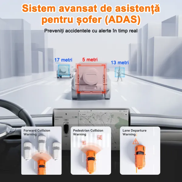 Camera auto tip oglinda fata-spate Wolfbox G850 PRO 4K, WiFi Night Vision, 170°, ecran tactil 12”, GPS, G-Senzor, monitorizare parcare, Card 64GB inclus