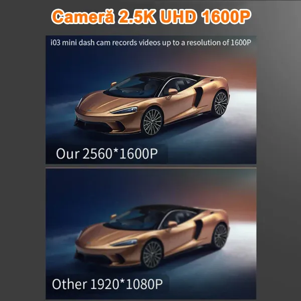 Camera auto de bord Wolfbox i03 2.5K 1600P, WiFi, Night Vision, 170°, ecran 1&quot;, aplicatie dedicata, G-sensor si monitorizare parcare