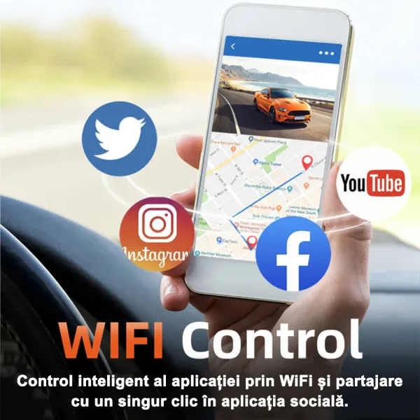 Camera auto de bord Wolfbox i07 4K+1080P, WiFi, Super IR Night Vision, 150°, ecran 3", GPS, aplicatie dedicata, G-sensor si monitorizare parcare