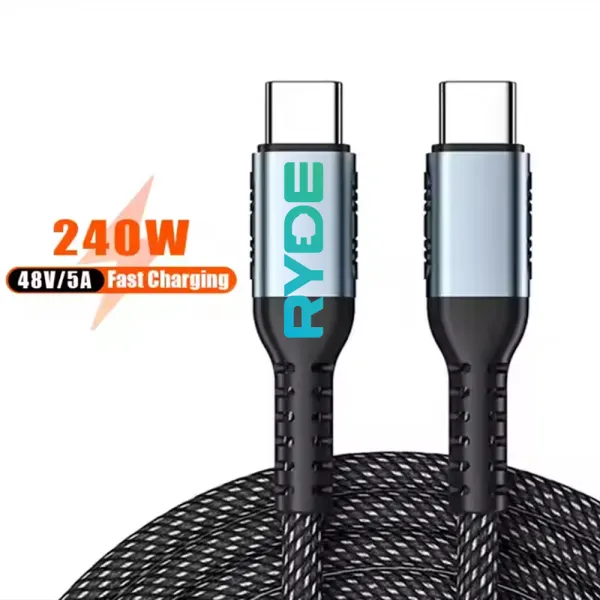 Cablu incarcare rapida Type-C, 48V 5A, 240W, impletit, pentru laptop, tableta, smartphone, 1m