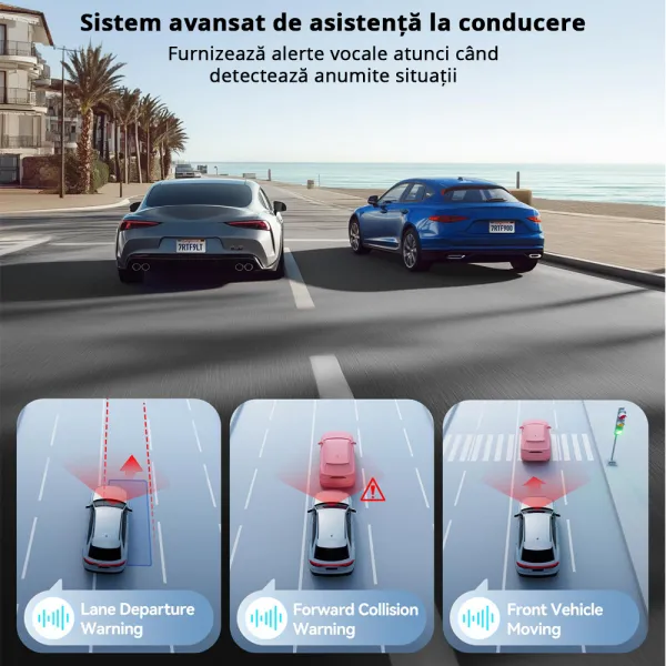 Camera auto de bord REDTIGER F9 Lite 4K, ADAS, WiFi, Night Vision, GPS, aplicatie dedicata, G-senzor si monitorizare parcare