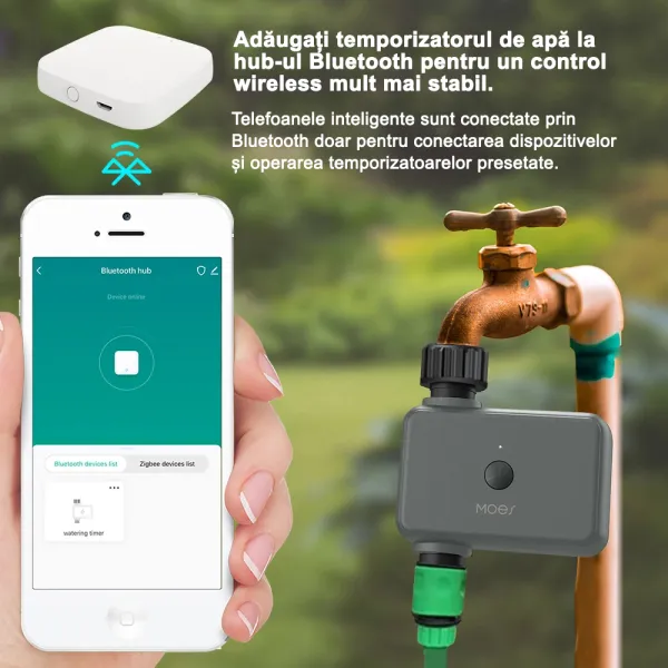 Programator Smart WiFi pentru irigatii, compatibil cu aplicatia mobila Tuya