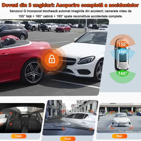 Camera auto Vantrue N4 Pro S cu 3 canale, 4K+1080P+1440P, HDR+Night Vision, protective IP67, GPS, G-sensor si monitorizare parcare