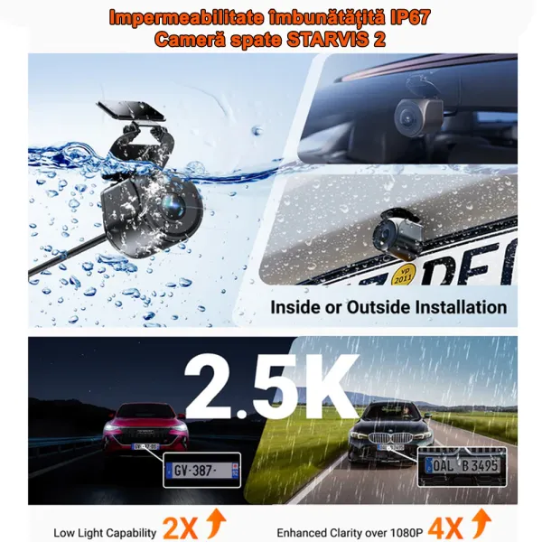 Camera auto Vantrue N4 Pro S cu 3 canale, 4K+1080P+1440P, HDR+Night Vision, protective IP67, GPS, G-sensor si monitorizare parcare