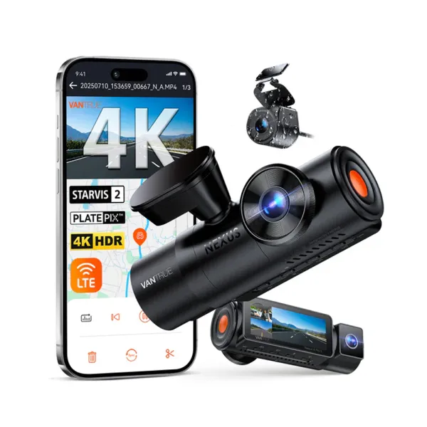 Camera auto Vantrue N4 Pro S cu 3 canale, 4K+1080P+1440P, HDR+Night Vision, protective IP67, GPS, G-sensor si monitorizare parcare