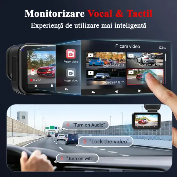 Camera auto de bord cu 2 canale REDTIGER ViewClear 70 4K+2.5K, WiFi, Night Vision, ecran tactil 3”, GPS, aplicatie dedicata, G-sensor si Mod Parcare, card 128GB