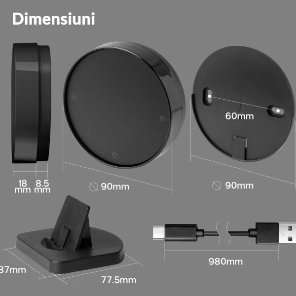 Termostat wireless WiFi pentru incalzire centrala pe gaz, cu baterie, control prin aplicatie si asistent vocal, Negru