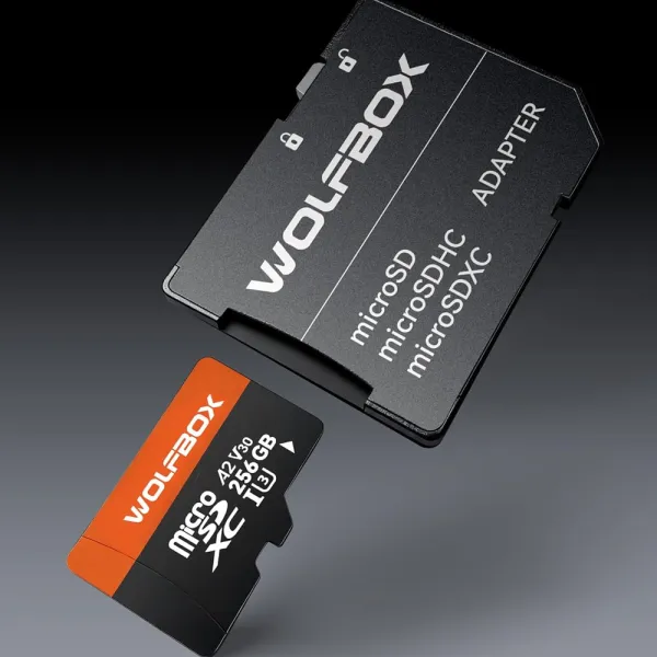 Card de memorie SD Wolfbox capacitate 256 GB, 100MB/s, U3 A2 V30