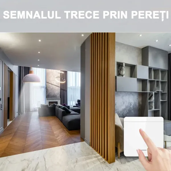Intrerupator de perete fara fir RF 433MHz – 2 Canale, compatibil Tuya/Smart Life/Alexa/Google Home