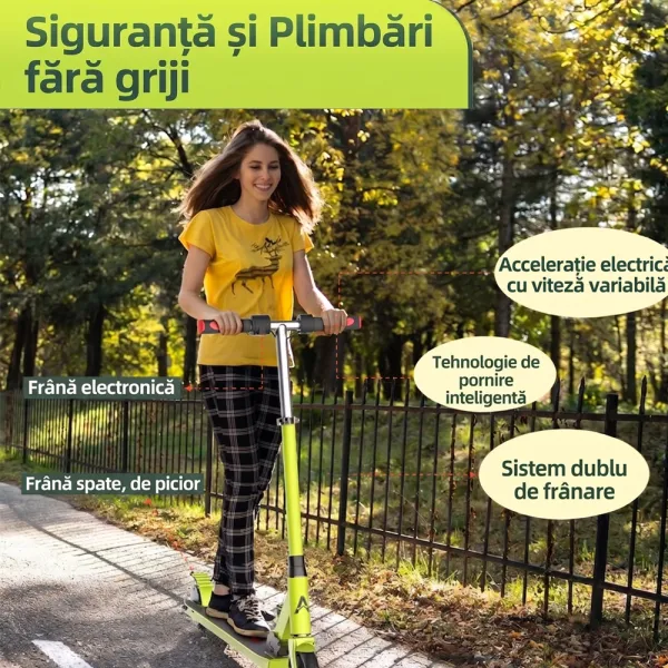 Trotineta Electrica copii RYDE X1 PRO, 150W + Baterie 5.2Ah, Autonomie 15km, 3 trepte de viteza, Frana Electrica+Mecanica, Viteza maxima 18 km/h