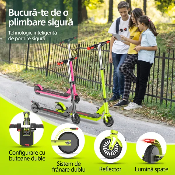 Trotineta Electrica copii RYDE X1 PRO, 150W + Baterie 5.2Ah, Autonomie 15km, 3 trepte de viteza, Frana Electrica+Mecanica, Viteza maxima 18 km/h