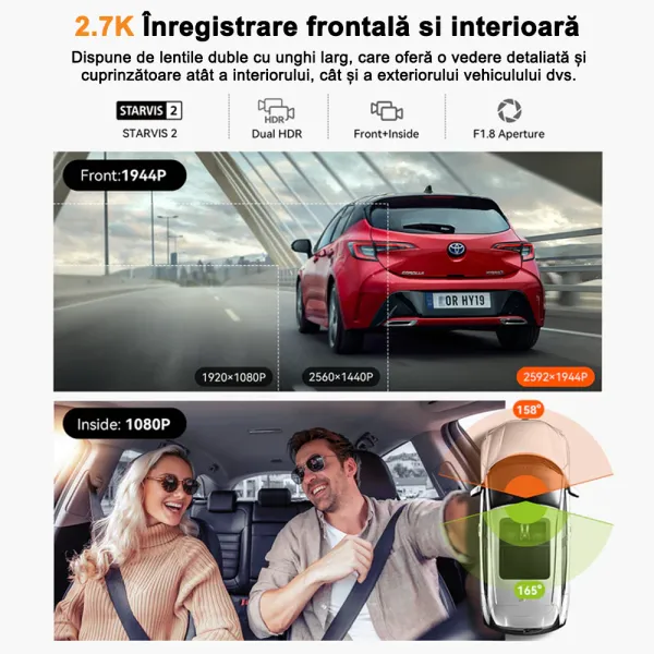 Pachet Camera auto duala Vantrue Nexus 2X fata-spate 2.7K + 1080P + Modul LTE