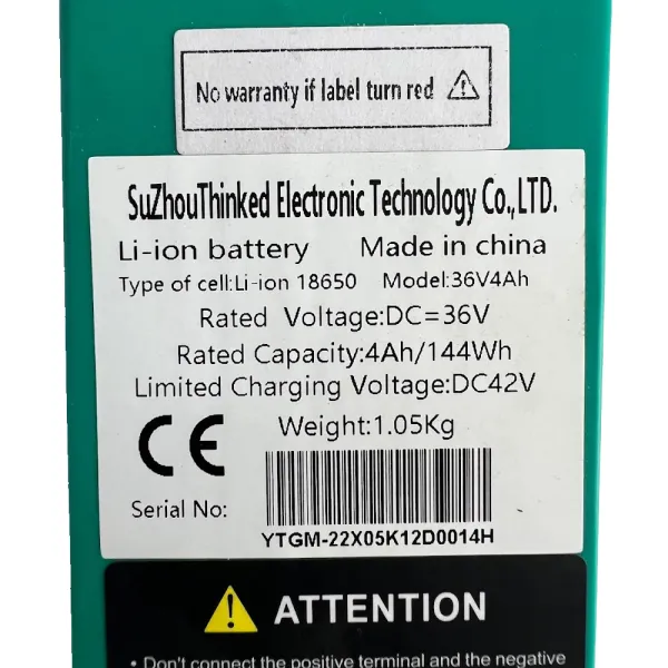 Acumulator Li-Ion 18650  36V 4Ah(144Wh) cu BMS, dimensiune 21.5x7x2.3x4 cm