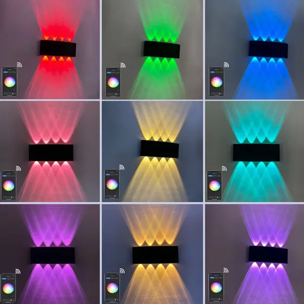 Aplica de perete dimabila LED 8W, Smart WiFi, RGB, 3000K-6500K, impermeabila IP65, 700lm compatibila Tuya/SmartLife