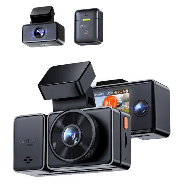 Camera auto tripla Vantrue E3 fata-spate-interior, WiFi 5GHz 1944P + 1080P + 1080P, telecomanda control vocal, Night Vision, ecran 2.45&quot;, GPS, G-sensor si monitorizare parcare