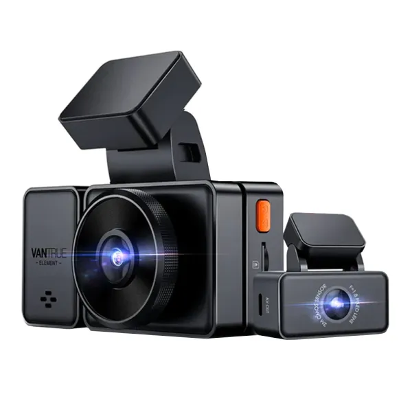 Camera auto tripla Vantrue E3 fata-spate-interior, WiFi 5GHz 1944P + 1080P + 1080P, telecomanda control vocal, Night Vision, ecran 2.45&quot;, GPS, G-sensor si monitorizare parcare