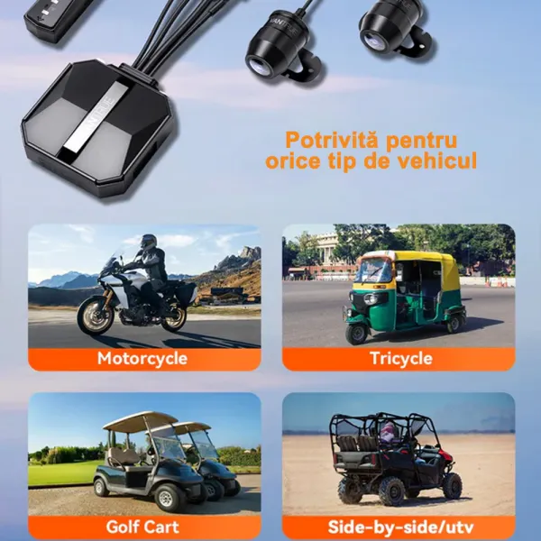 Camera de bord pentru motocicleta Vantrue F1 fata-spate cu WiFi 5GHz, 4K + 1080P, HDR + WDR, impermeabila IP67, Night Vision, GPS si monitorizare parcare