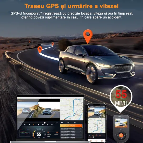 Camera auto de bord duala Vantrue S1 Pro fata-spate cu WiFi, 1440P/60fps, control vocal, Night Vision, ecran 2.0&quot;, GPS, G-sensor si monitorizare parcare