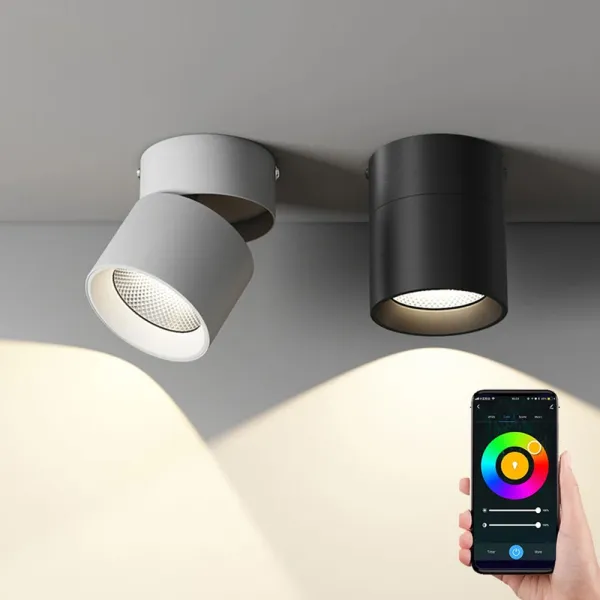 Spot de tavan pliabil si dimabil LED 12W, Smart WiFi, RGB, 3000K-6500K, IP44, 960lm, compatibil Tuya/SmartLife Spot de tavan pliabil si dimabil LED 12W, Smart WiFi, RGB, 3000K-6500K, IP44, 960lm, compatibil Tuya/SmartLife