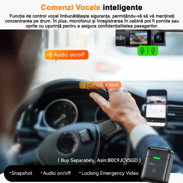Camera auto duala Vantrue Nexus 2X fata-spate 2.7K + 1080P, WiFi 5GHz, 165o + 158o, ecran 2”, GPS, G-Sensor si monitorizare parcare
