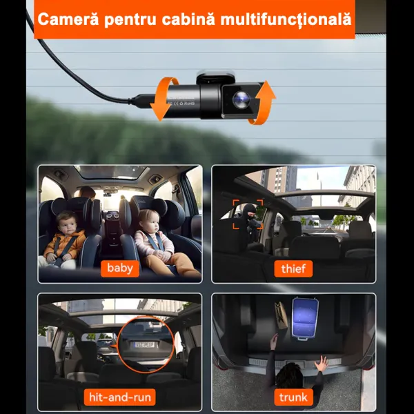 Camera auto cu 4 canale Vantrue N5 fata-spate-interior, WiFi 5GHz, 2.7K + 1080P + 1080P + 1080P, HDR + WDR, control vocal, Night Vision, ecran 3.19&quot;, GPS, G-sensor si monitorizare parcare