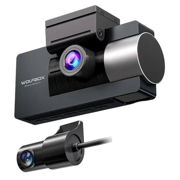 Camera auto de bord Wolfbox i17 cu 3 canale 4K+1080P+1080P, WiFi 5G, Super IR Night Vision, 150°, ecran 3&quot;, GPS, aplicatie dedicata, G-sensor si monitorizare parcare