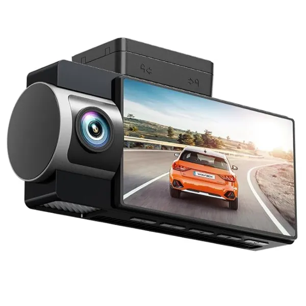 Camera auto de bord Wolfbox i17 cu 3 canale 4K+1080P+1080P, WiFi 5G, Super IR Night Vision, 150°, ecran 3&quot;, GPS, aplicatie dedicata, G-sensor si monitorizare parcare
