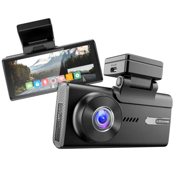 Camera auto de bord AZDOME M580 cu 3 canale 5K, WiFi 5G, WDR Night Vision, 170°, ecran IPS 4", aplicatie dedicata, G-sensor si monitorizare parcare Camera auto de bord AZDOME M580 cu 3 canale 5K, WiFi 5G, WDR Night Vision, 170°, ecran IPS 4", aplicatie dedicata, G-sensor si monitorizare parcare