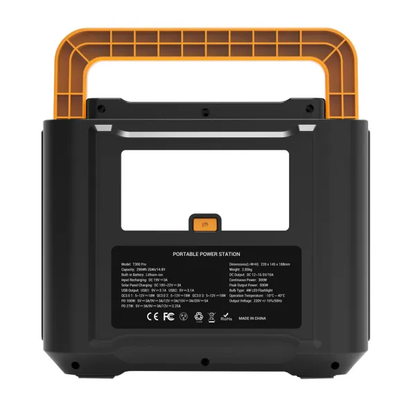 Baterie tip acumulator, Power Station, T300 Pro 20Ah / 14.8V, cu  x2 USB-C, x2 AC 220V, x3 USB, x2 DC si lanterna