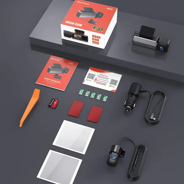 Camera auto de bord Bestsee M33 cu 2 canale 4K, WiFi, Super Night Vision, 170°, ecran 1.47&quot; si aplicatie dedicata, G-sensor si monitorizare parcare