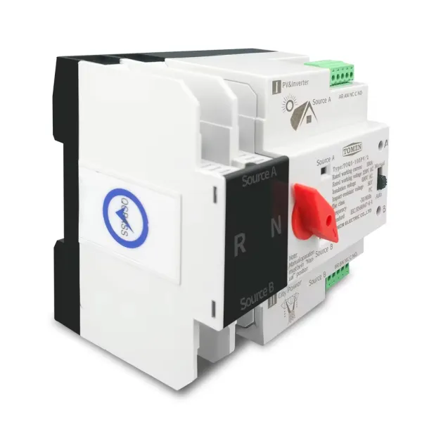Comutator automat transfer intre retea si panouri fotovoltaice 2P, 230V - 100A Comutator automat transfer intre retea si panouri fotovoltaice 2P, 230V - 100A