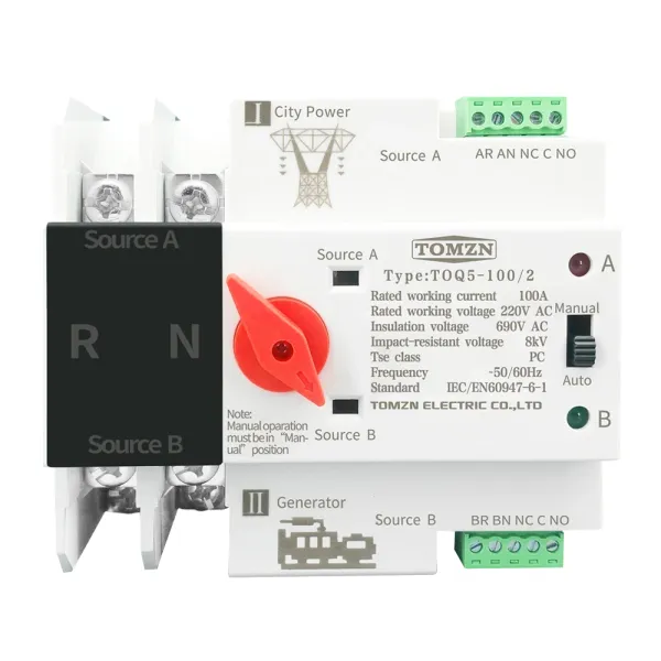 Comutator ATS automat transfer retea generator 2P, 230V 100A