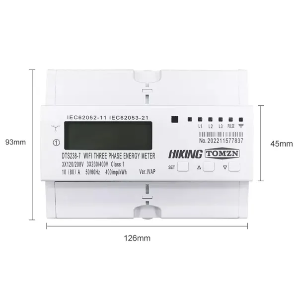 Contor trifazat inteligent IVAP, WiFi pentru monitorizare energie electrica 80A, multifunctional Contor trifazat inteligent IVAP, WiFi pentru monitorizare energie electrica 80A, multifunctional