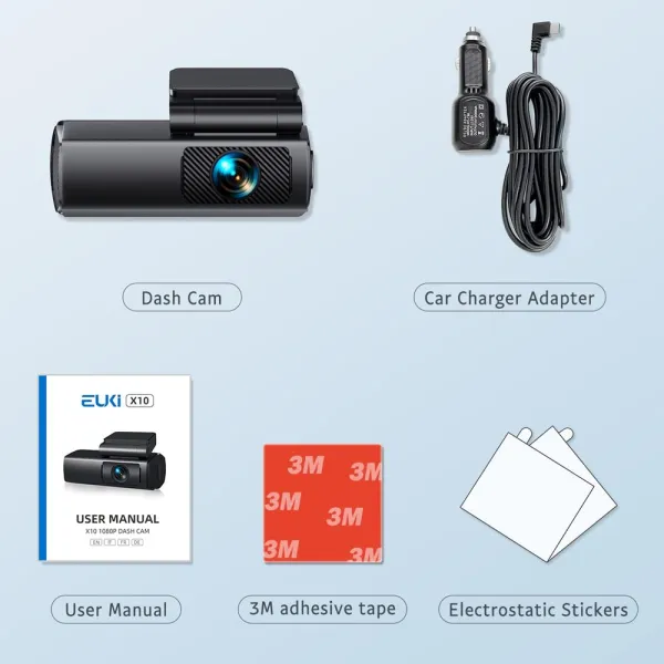 Camera auto de bord EUKI X10 1080P Mini WiFi, Super Night Vision, 170°, aplicatie dedicata, G-sensor si monitorizare parcare