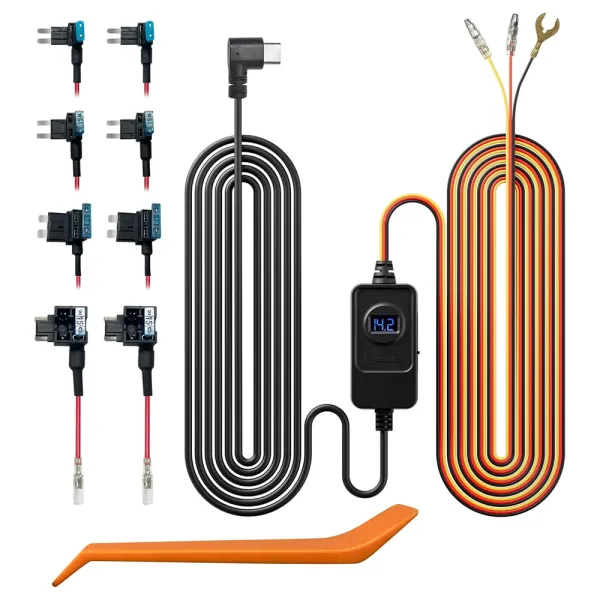 Kit cabluri Hardwire Type-C Redtiger cu indicator de tensiune, compatibil cu toate modelele de camere auto DVR Redtiger Kit cabluri Hardwire Type-C Redtiger cu indicator de tensiune, compatibil cu toate modelele de camere auto DVR Redtiger