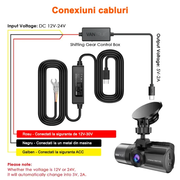 Kit universal de cabluri ACC de 3.5 metri, pentru a conecta camera direct la masina Kit universal de cabluri ACC de 3.5 metri, pentru a conecta camera direct la masina