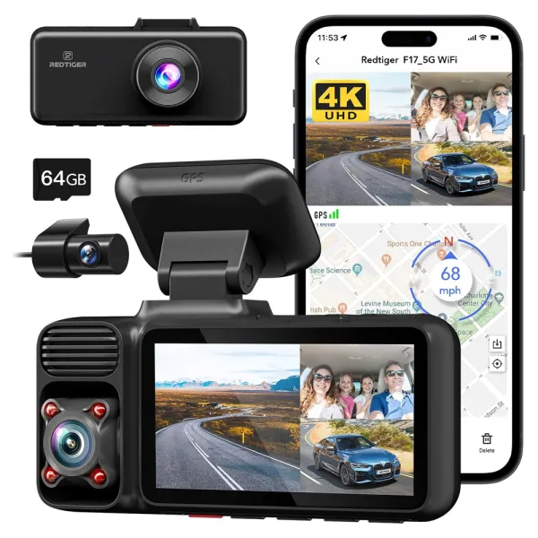 Camera auto de bord cu 3 canale REDTIGER F175G 4K+1080P+1080P, WiFi, Night Vision, 150°, ecran 3.16", GPS, aplicatie dedicata, G-sensor si monitorizare parcare Camera auto de bord cu 3 canale REDTIGER F175G 4K+1080P+1080P, WiFi, Night Vision, 150°, ecran 3.16", GPS, aplicatie dedicata, G-sensor si monitorizare parcare
