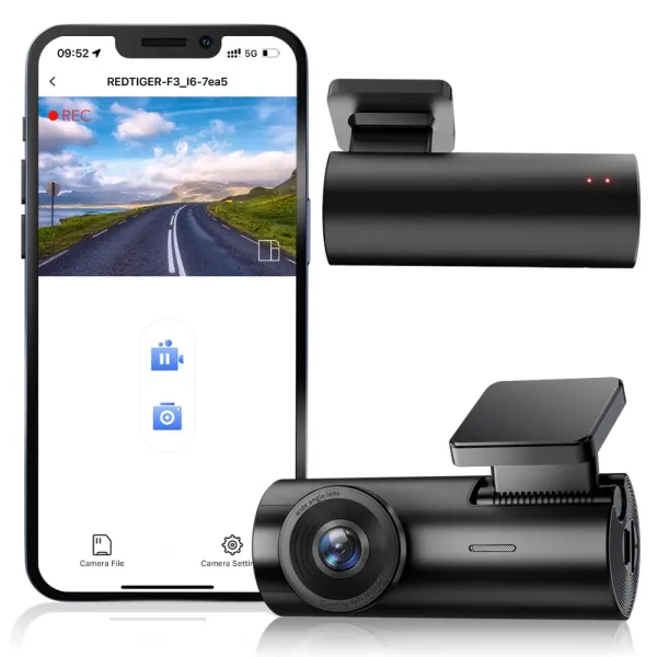 Camera auto de bord REDTIGER F3 2.5K, WiFi, Night Vision, 170°, aplicatie dedicata, G-sensor si monitorizare parcare