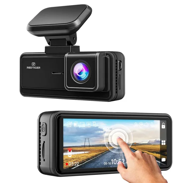 Camera auto de bord REDTIGER F8 4K, WiFi 5G, Night Vision, 160°, ecran tactil 3.18&quot;, GPS, aplicatie dedicata, G-sensor si monitorizare parcare