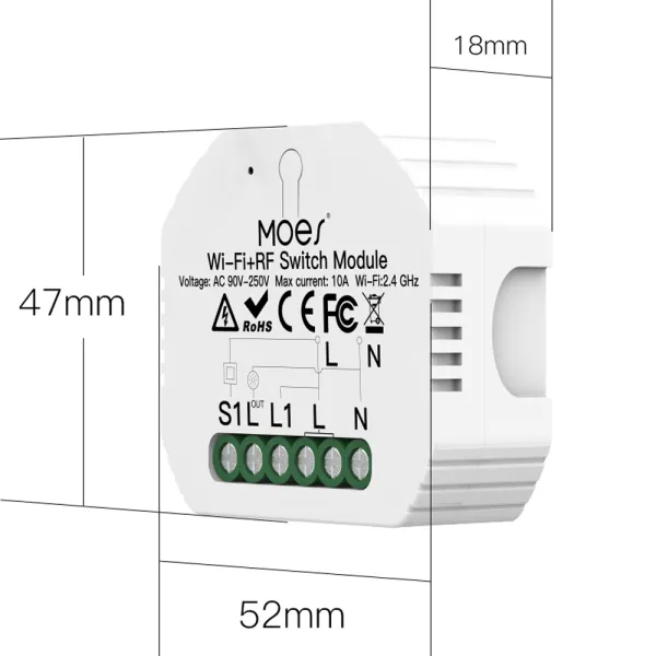 Releu inteligent smart WiFi cu 1 canal, DIY, compatibil Tuya/SmartLife