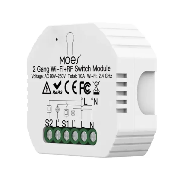 Releu inteligent smart WiFi cu 2 canale, DIY, compatibil Tuya/SmartLife Releu inteligent smart WiFi cu 2 canale, DIY, compatibil Tuya/SmartLife