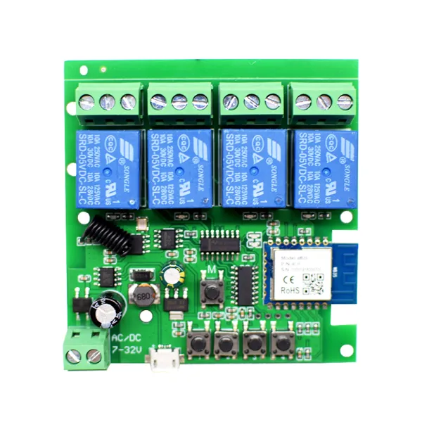 Releu inteligent smart WiFi cu 3 mode-uri si 4 canale, DIY, 85-250V, compatibil Tuya/SmartLife Releu inteligent smart WiFi cu 3 mode-uri si 4 canale, DIY, 85-250V, compatibil Tuya/SmartLife