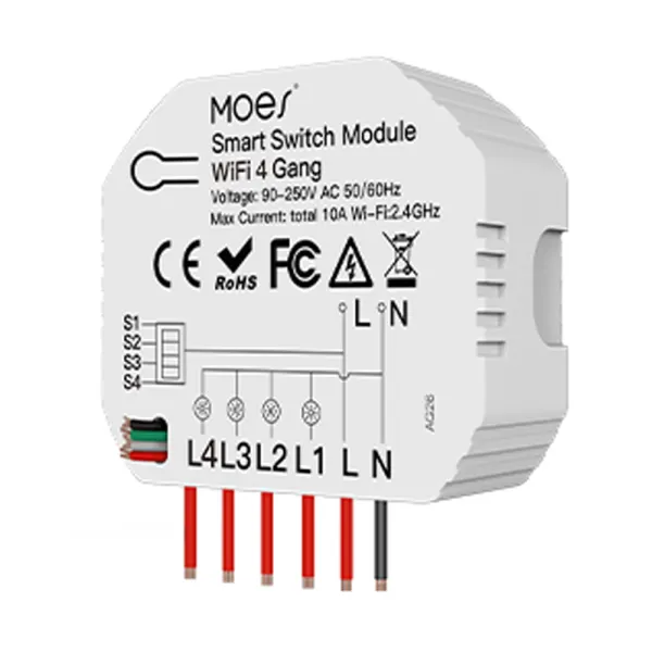 Releu inteligent smart WiFi cu 4 canale, DIY, compatibil Tuya/SmartLife