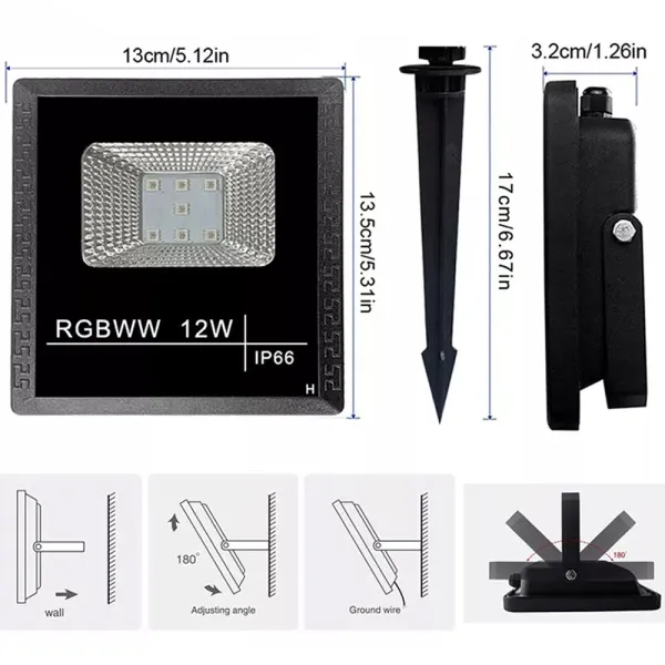 Set 6 Lampi ambientale LED RGB pentru gradina, 4300lm, 72W