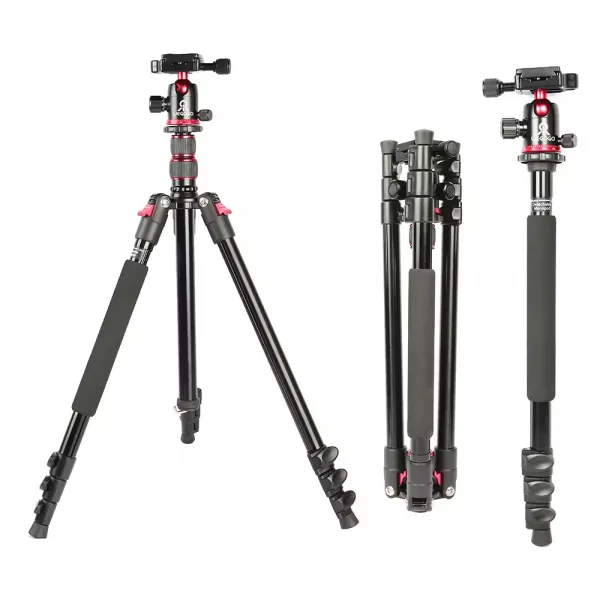 Trepied profesional 196 cm din aluminiu cu 4 sectiuni, cap cu bila, greutate maxima suportata 11 kg Trepied profesional 196 cm din aluminiu cu 4 sectiuni, cap cu bila, greutate maxima suportata 11 kg