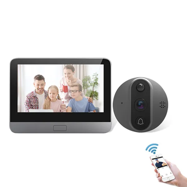 Sonerie video inteligenta WiFi cu unitate interioara LCD, card 32Gb, baterie, compatibila Tuya Sonerie video inteligenta WiFi cu unitate interioara LCD, card 32Gb, baterie, compatibila Tuya
