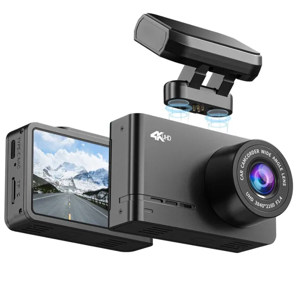 Camera auto de bord Wolfbox D07S 4K 2160P, WiFi, Night Vision, 170°, ecran 2.45&quot;, GPS, aplicatie dedicata, G-sensor si monitorizare parcare